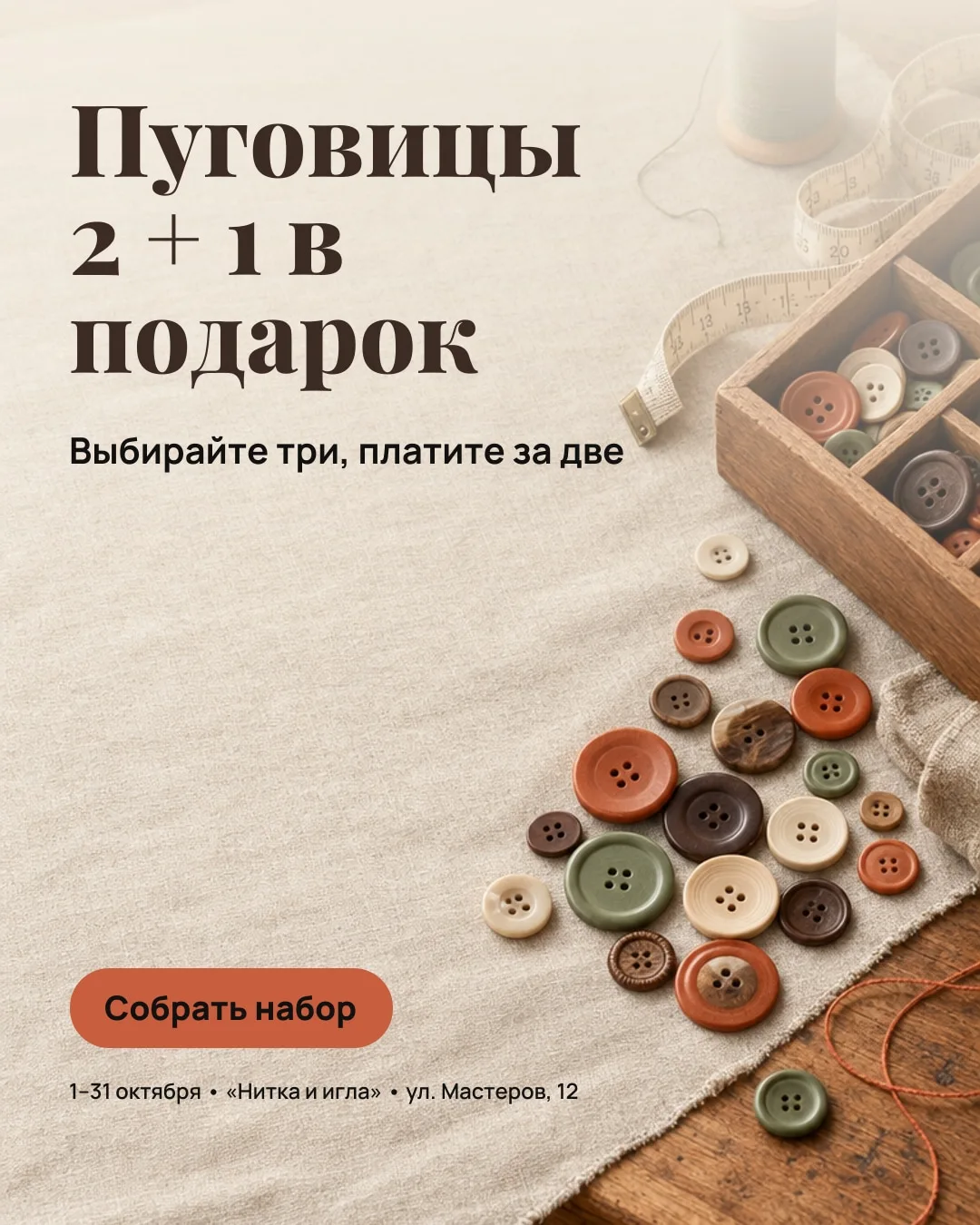 Пост «Пуговицы 2 + 1 в подарок»