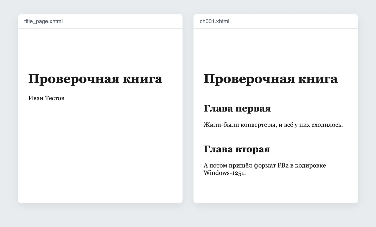 Страницы EPUB после конвертации из FB2